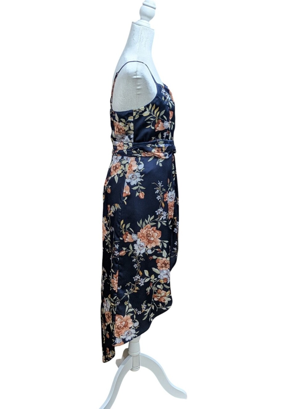 Lulu's My Favorite Day Navy Blue Floral Print Tulip Skirt Midi Dress Size Large - Picture 4 of 10